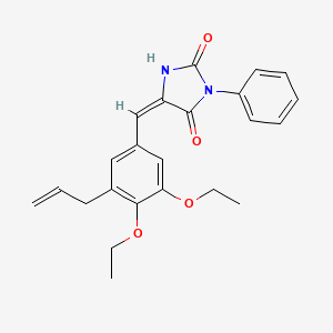 molecular formula C23H24N2O4 B3664648 (5E)-5-[(3,4-diethoxy-5-prop-2-enylphenyl)methylidene]-3-phenylimidazolidine-2,4-dione 