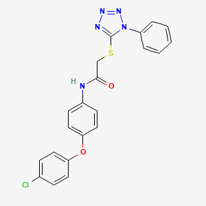 molecular formula C21H16ClN5O2S B3664669 N~1~-[4-(4-CHLOROPHENOXY)PHENYL]-2-[(1-PHENYL-1H-1,2,3,4-TETRAAZOL-5-YL)SULFANYL]ACETAMIDE 