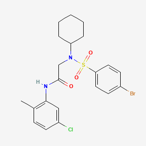 molecular formula C21H24BrClN2O3S B3664701 N~2~-[(4-bromophenyl)sulfonyl]-N-(5-chloro-2-methylphenyl)-N~2~-cyclohexylglycinamide 