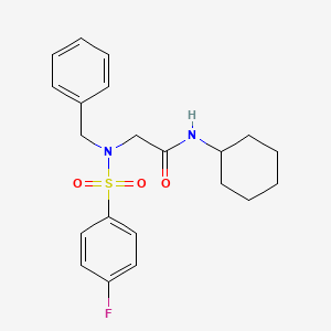 molecular formula C21H25FN2O3S B3664729 2-[benzyl-(4-fluorophenyl)sulfonylamino]-N-cyclohexylacetamide 