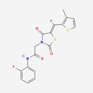 molecular formula C17H13FN2O3S2 B3664755 N-(2-fluorophenyl)-2-{(5Z)-5-[(3-methylthiophen-2-yl)methylidene]-2,4-dioxo-1,3-thiazolidin-3-yl}acetamide 