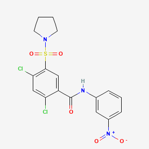 molecular formula C17H15Cl2N3O5S B3664771 2,4-dichloro-N-(3-nitrophenyl)-5-pyrrolidin-1-ylsulfonylbenzamide 