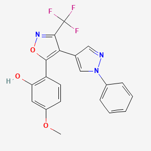 5-Methoxy-2-[4-(1-phenylpyrazol-4-yl)-3-(trifluoromethyl)-1,2-oxazol-5-yl]phenol