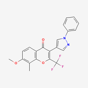 7-methoxy-8-methyl-3-(1-phenyl-1H-pyrazol-4-yl)-2-(trifluoromethyl)-4H-chromen-4-one