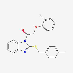 molecular formula C24H22N2O2S B3664838 2-[(4-methylbenzyl)thio]-1-[(2-methylphenoxy)acetyl]-1H-benzimidazole 