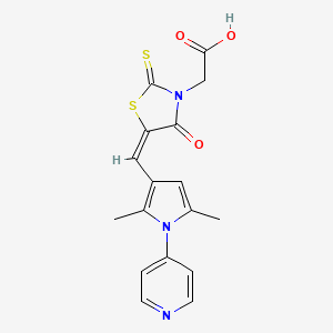 molecular formula C17H15N3O3S2 B3664846 [(5E)-5-{[2,5-dimethyl-1-(pyridin-4-yl)-1H-pyrrol-3-yl]methylidene}-4-oxo-2-thioxo-1,3-thiazolidin-3-yl]acetic acid 