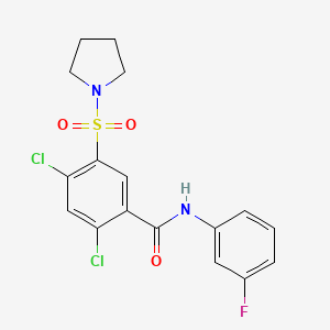 2,4-dichloro-N-(3-fluorophenyl)-5-pyrrolidin-1-ylsulfonylbenzamide