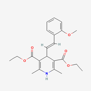 molecular formula C22H27NO5 B3664899 3,5-DIETHYL 4-[(1E)-2-(2-METHOXYPHENYL)ETHENYL]-2,6-DIMETHYL-1,4-DIHYDROPYRIDINE-3,5-DICARBOXYLATE 