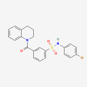 molecular formula C22H19BrN2O3S B3664939 N-(4-Bromophenyl)-3-(1,2,3,4-tetrahydroquinoline-1-carbonyl)benzene-1-sulfonamide 