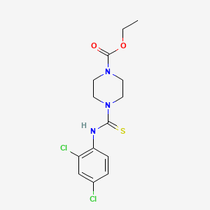 molecular formula C14H17Cl2N3O2S B3664950 Ethyl 4-[(2,4-dichlorophenyl)carbamothioyl]piperazine-1-carboxylate 