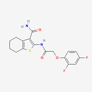 molecular formula C17H16F2N2O3S B3664957 2-{[(2,4-difluorophenoxy)acetyl]amino}-4,5,6,7-tetrahydro-1-benzothiophene-3-carboxamide 