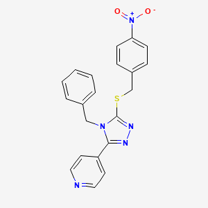 molecular formula C21H17N5O2S B3664961 4-[4-Benzyl-5-[(4-nitrophenyl)methylsulfanyl]-1,2,4-triazol-3-yl]pyridine CAS No. 6686-87-9