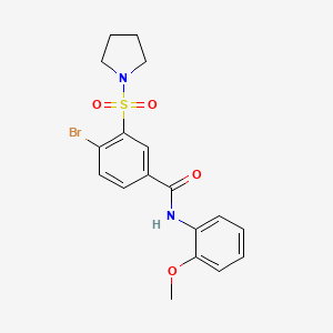 molecular formula C18H19BrN2O4S B3665018 4-Bromo-N-(2-methoxyphenyl)-3-(pyrrolidine-1-sulfonyl)benzamide 