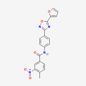 molecular formula C20H14N4O5 B3665031 N~1~-{4-[5-(2-Furyl)-1,2,4-oxadiazol-3-YL]phenyl}-4-methyl-3-nitrobenzamide 