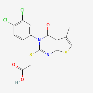 {[3-(3,4-dichlorophenyl)-5,6-dimethyl-4-oxo-3,4-dihydrothieno[2,3-d]pyrimidin-2-yl]thio}acetic acid