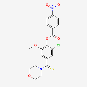 molecular formula C19H17ClN2O6S B3665041 2-Chloro-6-methoxy-4-(morpholin-4-ylcarbonothioyl)phenyl 4-nitrobenzoate 