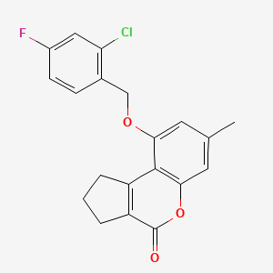 9-[(2-CHLORO-4-FLUOROPHENYL)METHOXY]-7-METHYL-1H,2H,3H,4H-CYCLOPENTA[C]CHROMEN-4-ONE