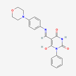 molecular formula C21H20N4O4 B3665054 5-({[4-(4-morpholinyl)phenyl]amino}methylene)-1-phenyl-2,4,6(1H,3H,5H)-pyrimidinetrione 