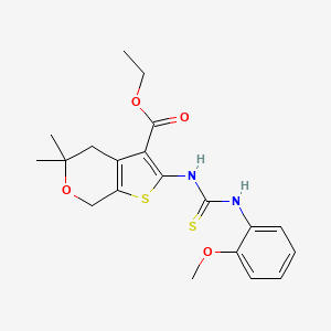 ETHYL 2-{[(2-METHOXYPHENYL)CARBAMOTHIOYL]AMINO}-5,5-DIMETHYL-4H,5H,7H-THIENO[2,3-C]PYRAN-3-CARBOXYLATE