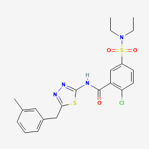 molecular formula C21H23ClN4O3S2 B3665169 2-chloro-5-(diethylsulfamoyl)-N-[5-[(3-methylphenyl)methyl]-1,3,4-thiadiazol-2-yl]benzamide 