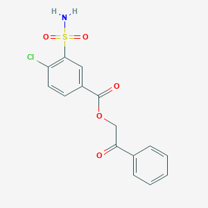 molecular formula C15H12ClNO5S B3665227 Phenacyl 4-chloro-3-sulfamoylbenzoate 