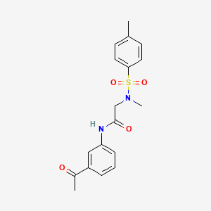 molecular formula C18H20N2O4S B3665250 N-(3-acetylphenyl)-2-[methyl-(4-methylphenyl)sulfonylamino]acetamide 