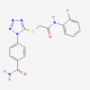 molecular formula C16H13FN6O2S B3665251 4-[5-({[(2-FLUOROPHENYL)CARBAMOYL]METHYL}SULFANYL)-1H-1,2,3,4-TETRAZOL-1-YL]BENZAMIDE 