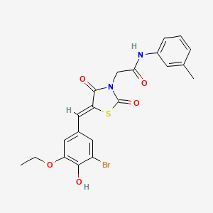 molecular formula C21H19BrN2O5S B3665303 2-[5-(3-bromo-5-ethoxy-4-hydroxybenzylidene)-2,4-dioxo-1,3-thiazolidin-3-yl]-N-(3-methylphenyl)acetamide 