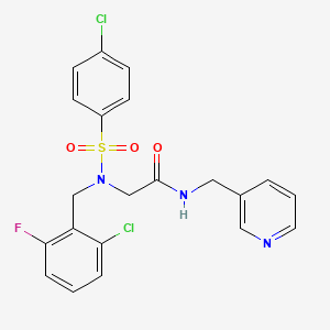 molecular formula C21H18Cl2FN3O3S B3665341 N~2~-(2-chloro-6-fluorobenzyl)-N~2~-[(4-chlorophenyl)sulfonyl]-N-(pyridin-3-ylmethyl)glycinamide 