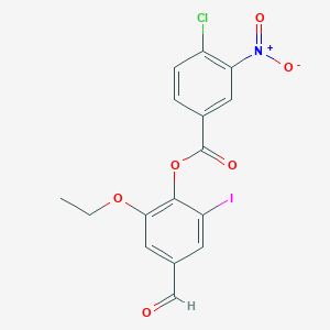 molecular formula C16H11ClINO6 B3665357 (2-Ethoxy-4-formyl-6-iodophenyl) 4-chloro-3-nitrobenzoate 