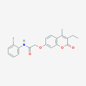 molecular formula C20H18INO4 B3665371 2-[(3-ethyl-4-methyl-2-oxo-2H-chromen-7-yl)oxy]-N-(2-iodophenyl)acetamide 