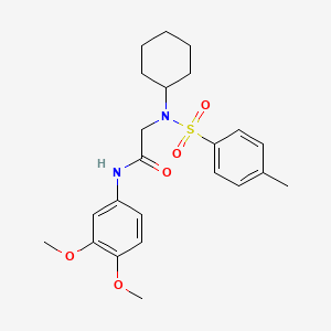 molecular formula C23H30N2O5S B3665392 N~2~-cyclohexyl-N-(3,4-dimethoxyphenyl)-N~2~-[(4-methylphenyl)sulfonyl]glycinamide 