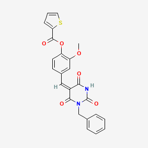 molecular formula C24H18N2O6S B3665399 4-[(1-benzyl-2,4,6-trioxotetrahydro-5(2H)-pyrimidinylidene)methyl]-2-methoxyphenyl 2-thiophenecarboxylate 