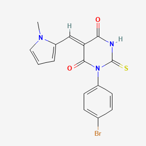 molecular formula C16H12BrN3O2S B3665449 (5Z)-1-(4-bromophenyl)-5-[(1-methylpyrrol-2-yl)methylidene]-2-sulfanylidene-1,3-diazinane-4,6-dione 