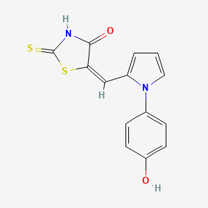 molecular formula C14H10N2O2S2 B3665496 (5E)-5-{[1-(4-hydroxyphenyl)-1H-pyrrol-2-yl]methylidene}-2-thioxo-1,3-thiazolidin-4-one 