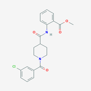 molecular formula C21H21ClN2O4 B3665504 methyl 2-({[1-(3-chlorobenzoyl)-4-piperidinyl]carbonyl}amino)benzoate 