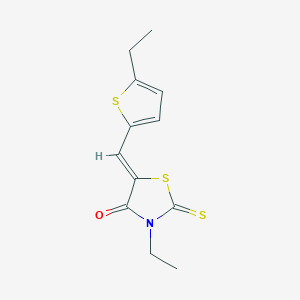 molecular formula C12H13NOS3 B3665545 3-ethyl-5-[(5-ethyl-2-thienyl)methylene]-2-thioxo-1,3-thiazolidin-4-one 