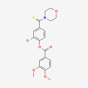 molecular formula C20H20BrNO5S B3665572 2-Bromo-4-(morpholin-4-ylcarbonothioyl)phenyl 3,4-dimethoxybenzoate 