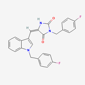 (5E)-3-(4-fluorobenzyl)-5-{[1-(4-fluorobenzyl)-1H-indol-3-yl]methylidene}imidazolidine-2,4-dione