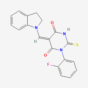 5-(2,3-dihydro-1H-indol-1-ylmethylene)-1-(2-fluorophenyl)-2-thioxodihydro-4,6(1H,5H)-pyrimidinedione