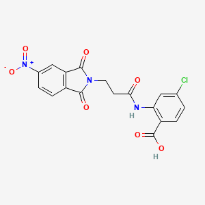 molecular formula C18H12ClN3O7 B3665676 4-chloro-2-{[3-(5-nitro-1,3-dioxo-1,3-dihydro-2H-isoindol-2-yl)propanoyl]amino}benzoic acid 