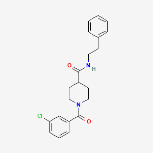 molecular formula C21H23ClN2O2 B3665692 1-(3-chlorobenzoyl)-N-(2-phenylethyl)piperidine-4-carboxamide 