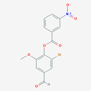 molecular formula C15H10BrNO6 B3665711 (2-Bromo-4-formyl-6-methoxyphenyl) 3-nitrobenzoate 