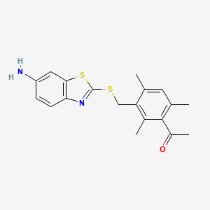 molecular formula C19H20N2OS2 B3665728 1-[3-[(6-Amino-1,3-benzothiazol-2-yl)sulfanylmethyl]-2,4,6-trimethylphenyl]ethanone 