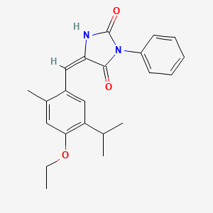 (5E)-5-[4-ethoxy-2-methyl-5-(propan-2-yl)benzylidene]-3-phenylimidazolidine-2,4-dione