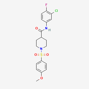 molecular formula C19H20ClFN2O4S B3665739 N-(3-chloro-4-fluorophenyl)-1-[(4-methoxyphenyl)sulfonyl]-4-piperidinecarboxamide 