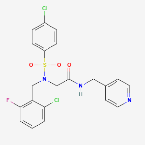 molecular formula C21H18Cl2FN3O3S B3665752 N~2~-(2-chloro-6-fluorobenzyl)-N~2~-[(4-chlorophenyl)sulfonyl]-N-(pyridin-4-ylmethyl)glycinamide 