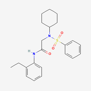 molecular formula C22H28N2O3S B3665760 N~2~-cyclohexyl-N-(2-ethylphenyl)-N~2~-(phenylsulfonyl)glycinamide 