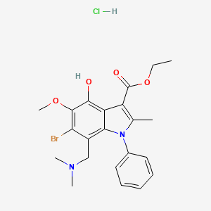 molecular formula C22H26BrClN2O4 B3665790 Ethyl 6-bromo-7-[(dimethylamino)methyl]-4-hydroxy-5-methoxy-2-methyl-1-phenylindole-3-carboxylate;hydrochloride 