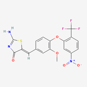 molecular formula C18H12F3N3O5S B3665847 2-imino-5-{3-methoxy-4-[5-nitro-2-(trifluoromethyl)phenoxy]benzylidene}-1,3-thiazolidin-4-one 